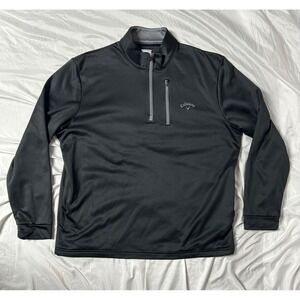 Callaway Mens Large Black Quarter Zip Golf Pullover Performance Chest Pocket L
